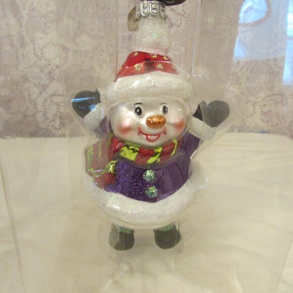 Celebrations By Radko Hand Crafted Glass Snowman Ornament 2012 Purple - Picture 9 of 9